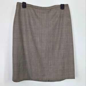 Brooks Brothers Ioro Piana Italian Wool Silk Brown Beige Pencil Skirt Size 8P